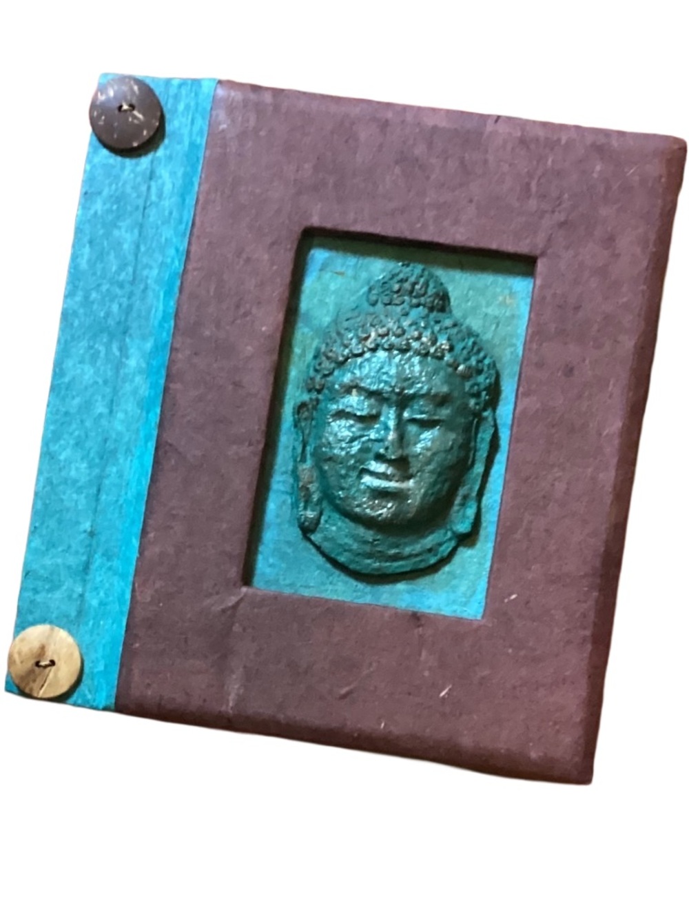 Large Handmade Teal Buddha Journal/Drawing Book/Natural Paper One Of A Kind